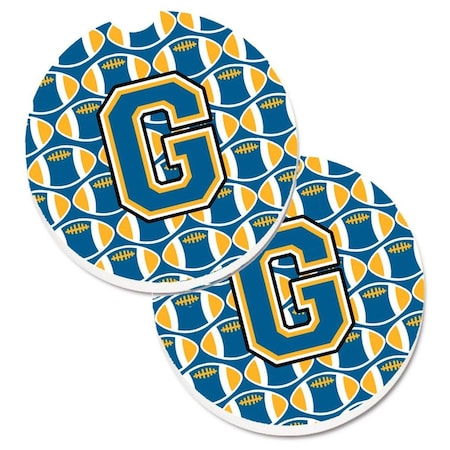 Carolines Treasures Letter G Football Blue and Gold  Cup Holder Car Coaster, PK2 CJ1077-GCARC